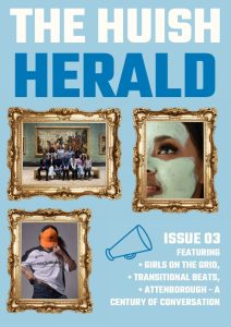 Herald Issue 3 Cover Herald Issue 3 Cover. With a large title at the top and photos with gold frames.