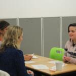Two doctors running a practice interview with a Huish student hoping to study medicine at university.