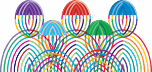 Colourful graphic of people