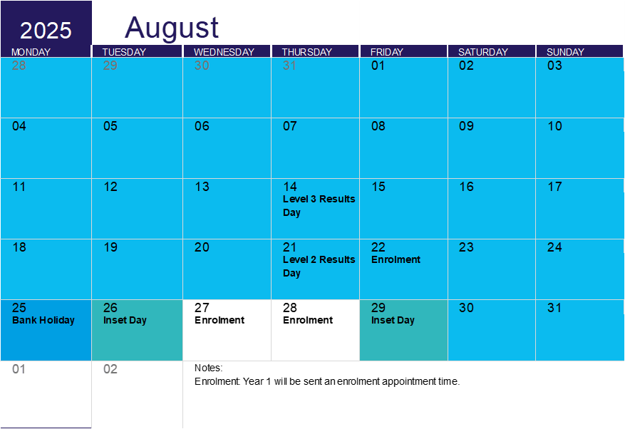 August 2025 calendar