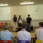 Students pitching their idea to the dragons