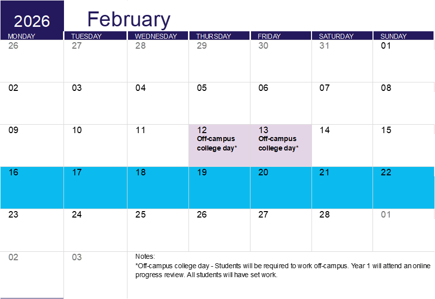 February 2026Calendar