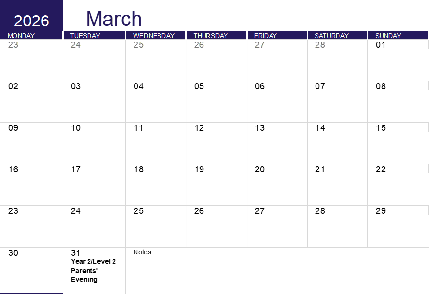March 2026 Calendar