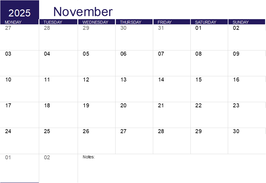 November 2025 Calendar