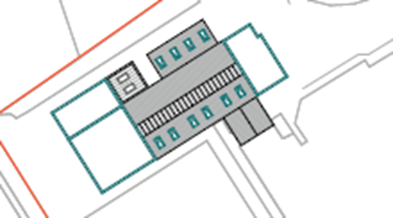 Drawing of pine studios including extension
