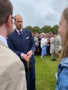 Students talking to HRH The Duke of Edinburgh